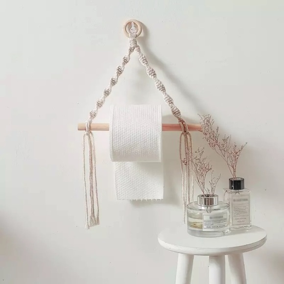 New! Macrame Towel Toilet Paper Holder - Picture 2 of 7